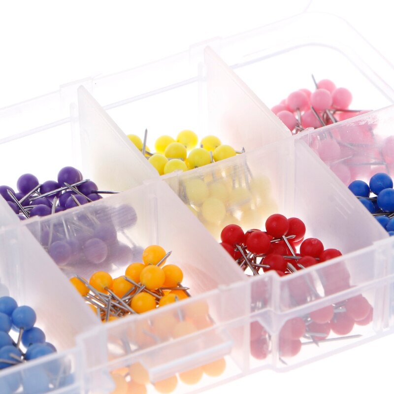 10 couleurs punaises tête en plastique ronde avec pointe en acier épingles colorées assorties