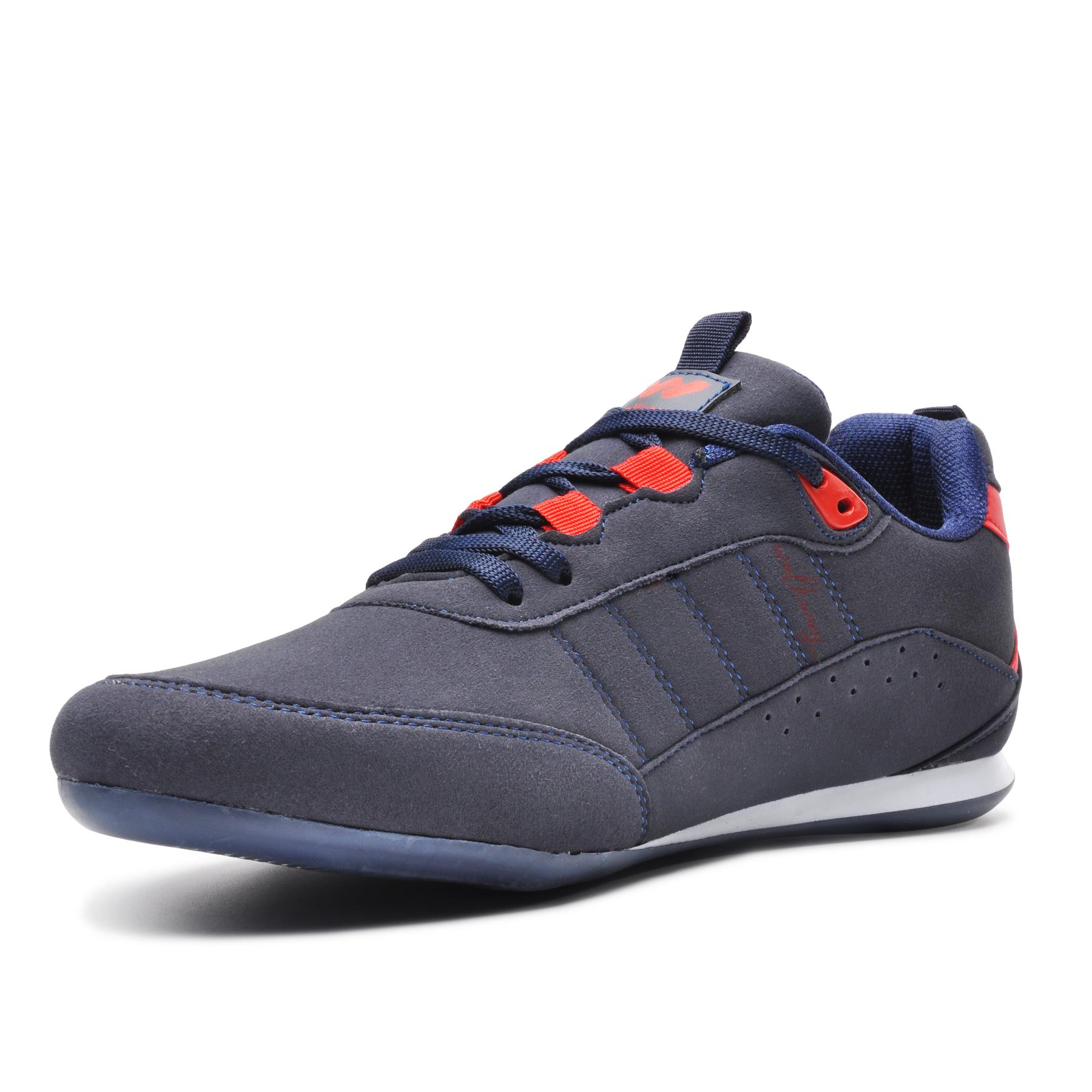 Walkway-Zapatillas de ante para hombre, Calzado con suela plana, color azul marino, Rojo