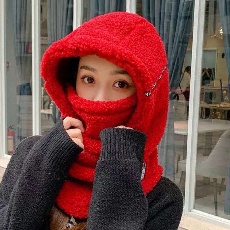 Female Fleece Hat Winter Korean Style Tide Plus Velvet Warm Earmuffs Wool Hats Woman Outdoor Cycling Cold Cap