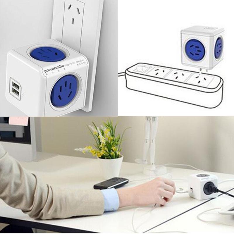Power Cube Socket USB Ports Adapter Switched Socket Expandable Multifunction Smart Home Power Cube Socket EU Plug Socket
