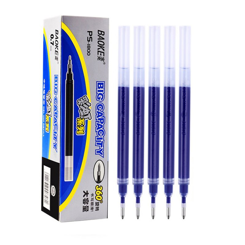 12 pièces BAOKE 0.5mm/0.7mm/1.0mm Gel givré stylo école stylo recharge haute capacité noir Gel encre stylos fournitures scolaires de bureau: 12X0.7mm BlueRefill