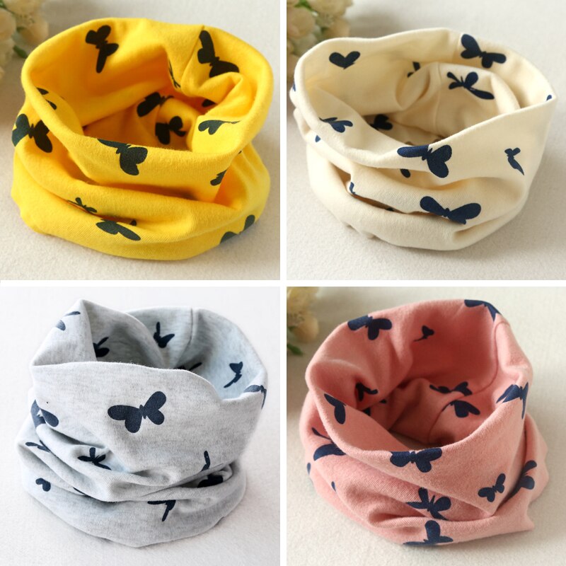 Baby Cotton Scarf Children&#39;s Autumn Winter Boys Girls Collar Neckerchief Butterfly O-Ring Round Neck Scarves