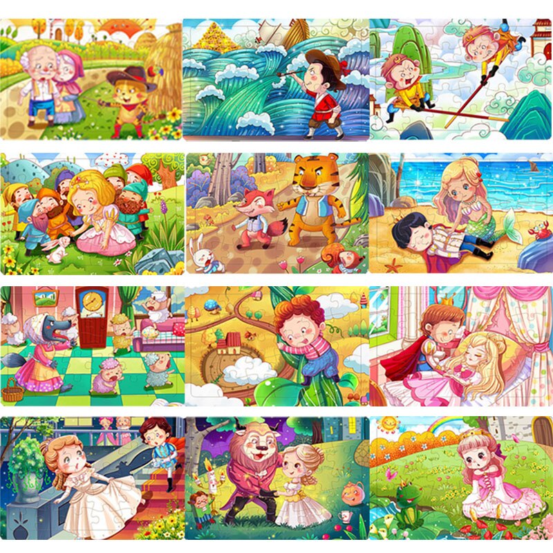 3D Puzzles Wood Jigsaw Puzzle for Kids 30Pieces Blocks Cognitive Education Baby Toys Cartoon Animals Puzzle Toy Games Xmas