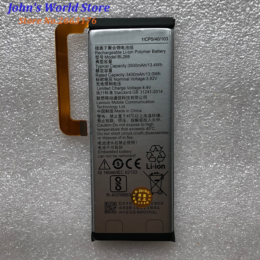 Voor Lenovo 3500Mah BL268 Originele Batterij Vervanging Voor Lenovo Zuk Z2 Z2131 Smart Mobiele Telefoon