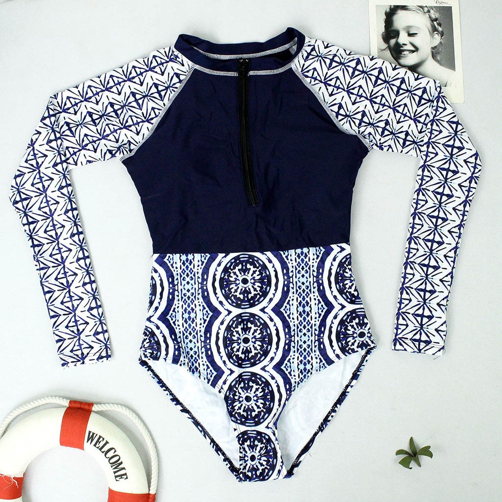 Senhora de manga longa um pedaço maiô zíper rashguard retalhos surf maiô recém chegados mergulho terno natação dropship 11