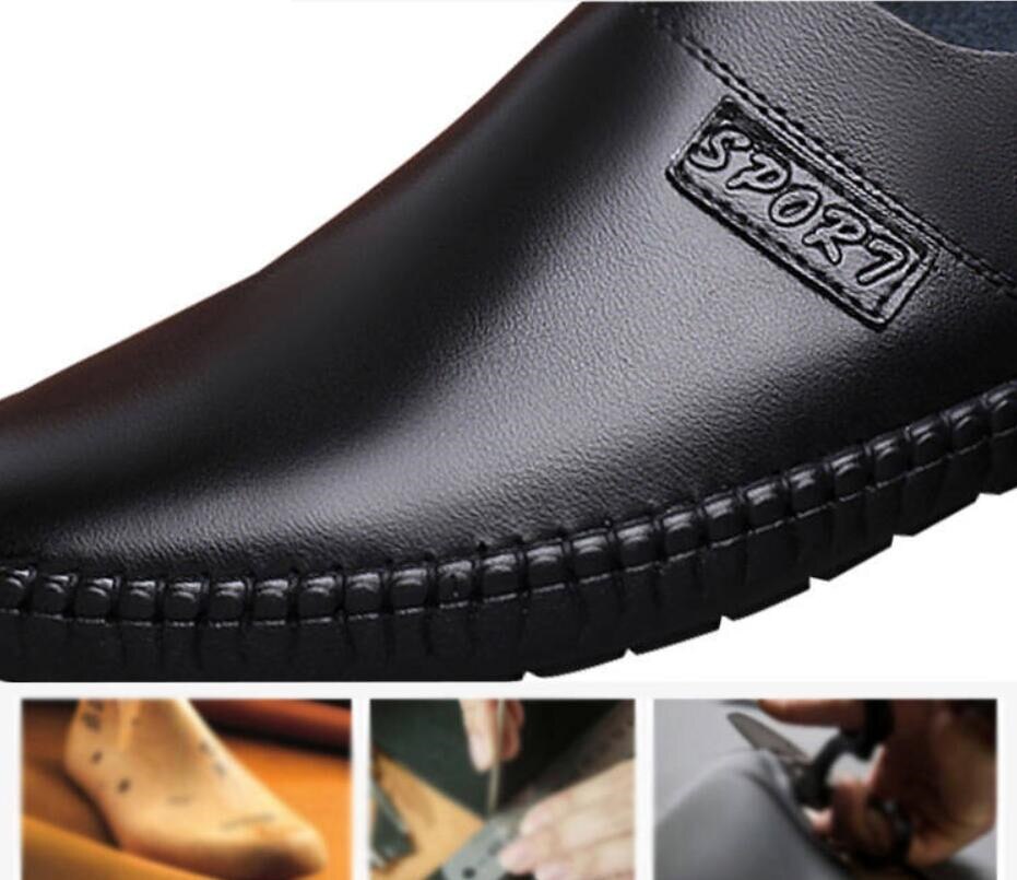 Chaishou lavet mænd fritidssko læder flade loafers fjederåndbare bådsko herre loafers b -115