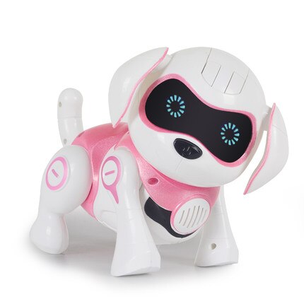 Juguete de Perro robot inteligente para bebés, juguete electrónico para mascotas, perros con música, cantar, bailar, caminar, inteligente, detección de infrarrojos, mascota D: 1pc Pink