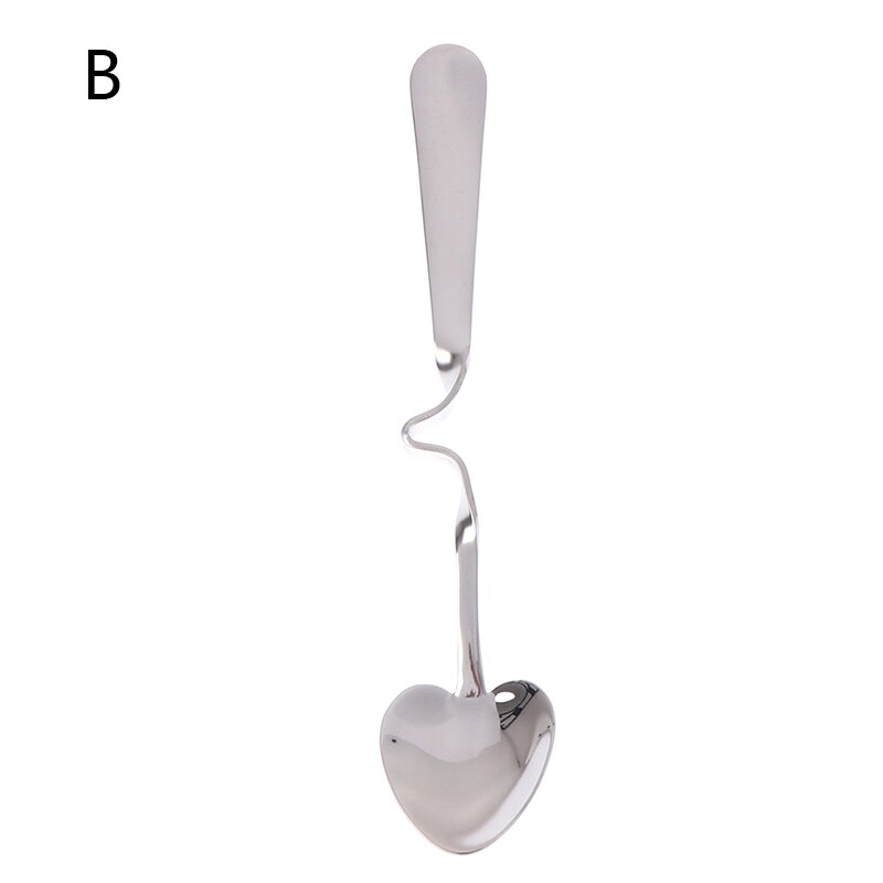 Taza de café o té creativa en forma de miel, cucharas colgantes, cuchara de té de corazón de oro rosa de acero inoxidable, 1 Uds.: Style1-silver