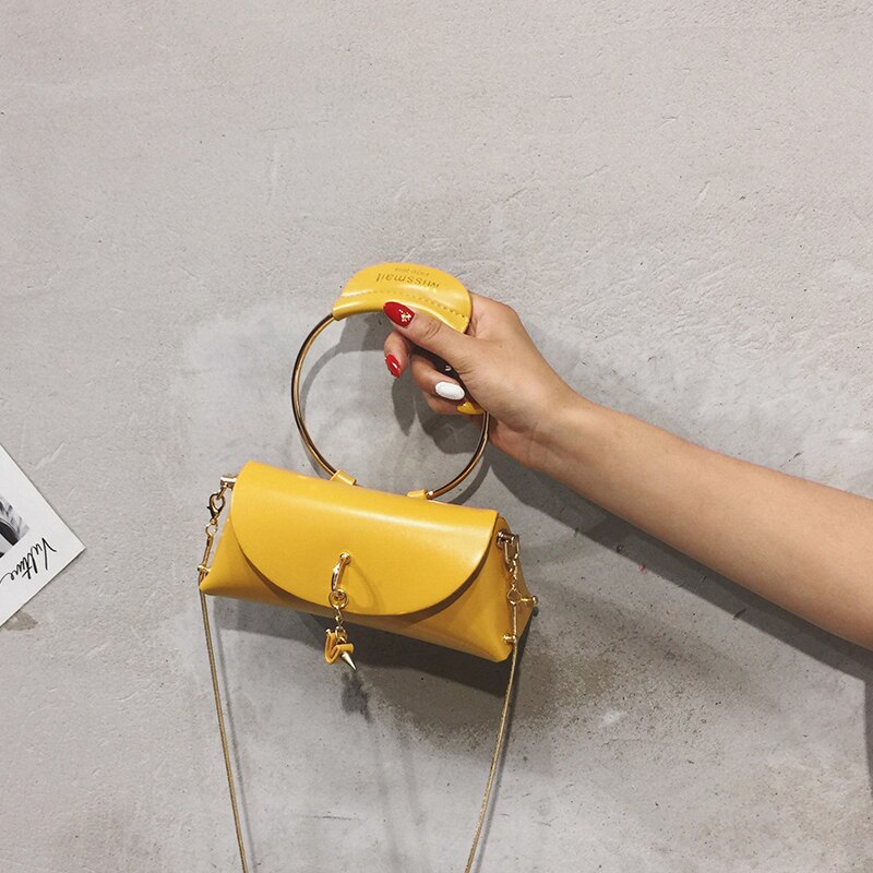 Dames mini tote bag zomer leren dames handtas ketting schoudertas messenger bag bolsos mujer: 21 cm geel