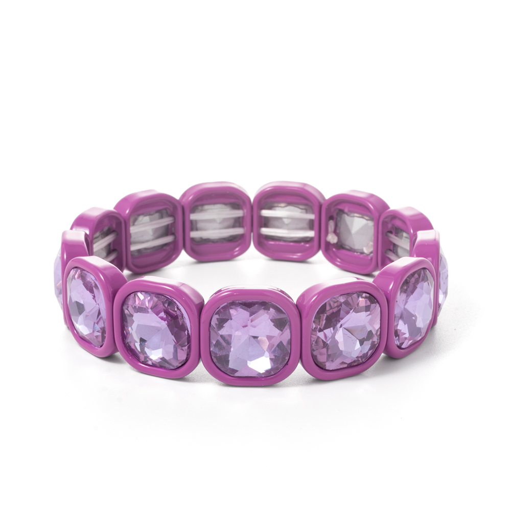 Pulseras de cuentas de cristal de invierno para mujer, pulseras elásticas de cuentas coloridas, joyería brillante bohemia hecha a mano, 2024: Chapado en platino