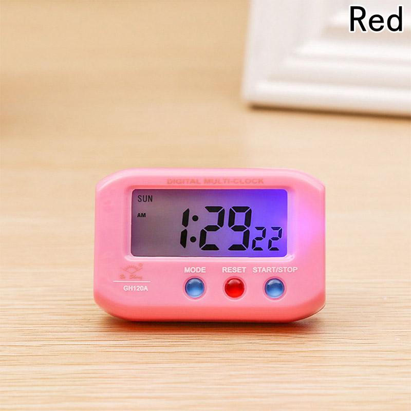 Mini Alarm Clock Portable Pocket Sized Digital Electronic Travel Alarm Clocks Automotive Stopwatch: Pink