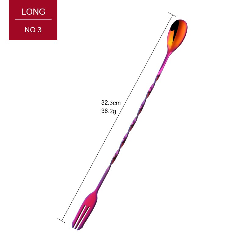 1 pc cocktailskedar bartender bar tillbehör i rostfritt stål hem barer karaff prylar coola verktyg ansikte choklad bar metall sked: Nr .3 lång