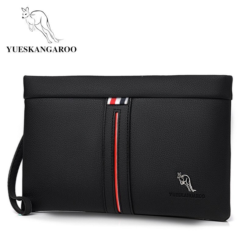 YUESKANGAROO, bolso de mano para hombre, bolso de mano, bolso de mano Social para hombre, estilo informal, muñequera: Black