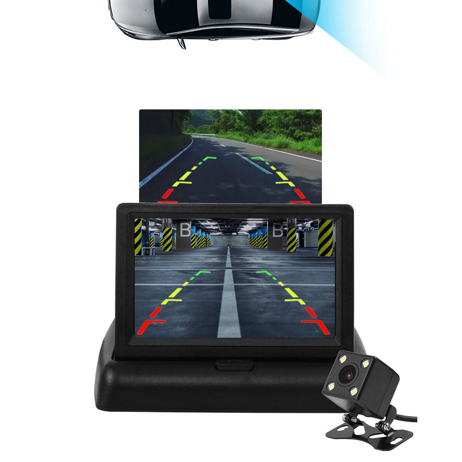 Auto Monitor 4.3 "Display Opvouwbaar Kleur TFT LCD 4.3 Inch Spiegel HD Screen voor Achteruitrijcamera Backup Reaverse