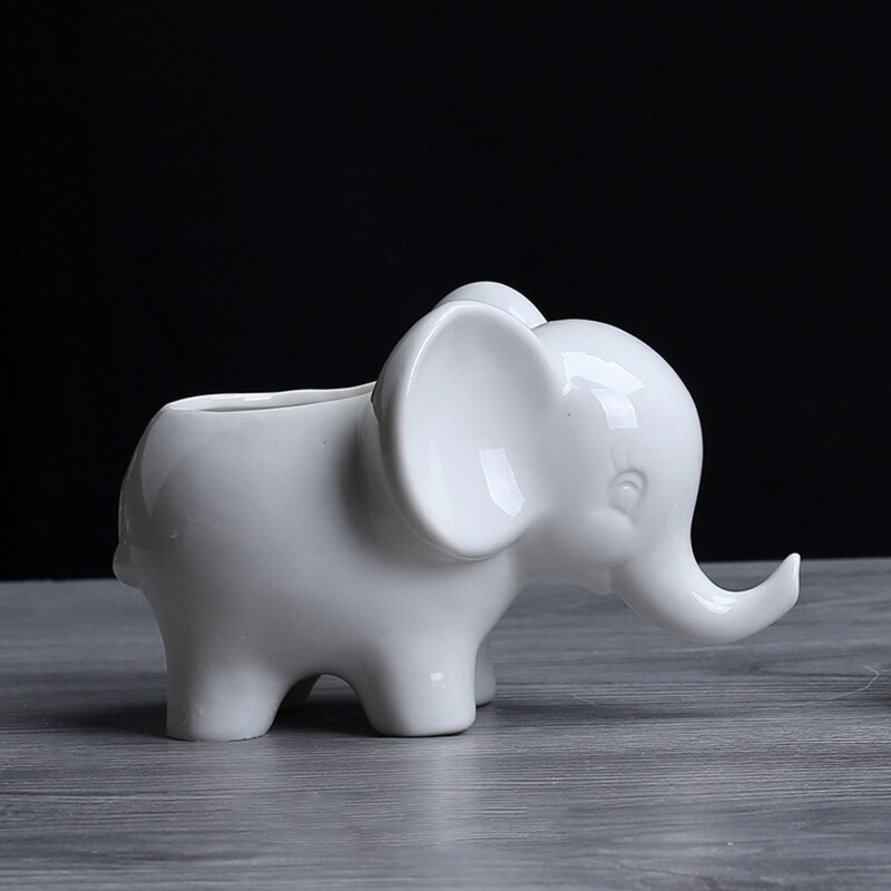 Ceramic Flower Pot Cartoon Animal Elephant Succulent Bonsai Potted Planter for Indoor Outdoor Garden Yard Decoration