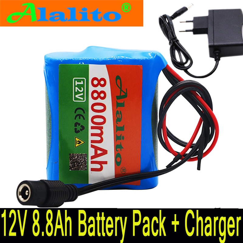 100% 12V 8800mAh 18650 Li-ion Rechargeable battery pack for CCTV Camera 3A Batteries+ 12.6V EU US Charger+Free shopping