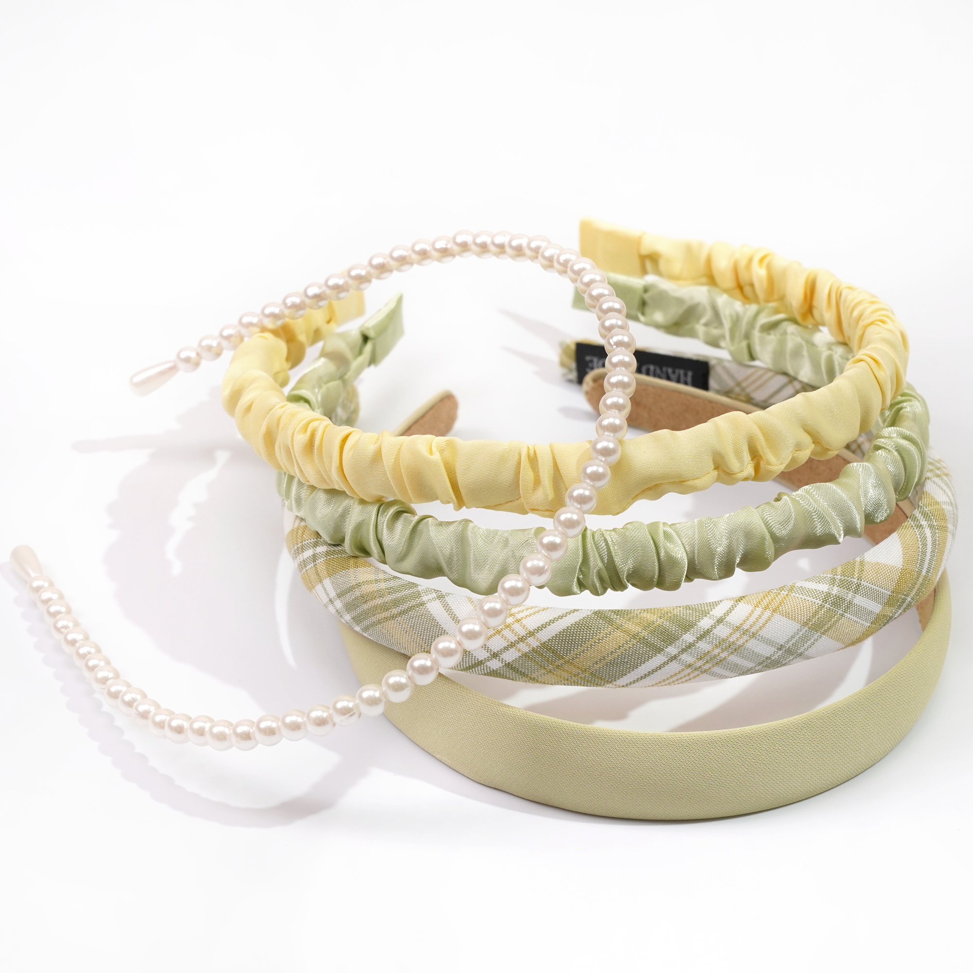 Diademas elegantes para mujer y niña, aro de cabeza de ala ancha, perlas de imitación decorativas, accesorios para el cabello de , 5 unidades por juego: Verde