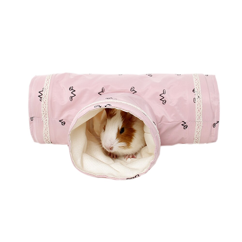 Kleine Cavia Hamster Speelgoed Buizen Tunnels Lente Hamsterkooi Huis Single Channel Chinchilla Hamster Tunnel Warm Speelgoed: pink 3 way