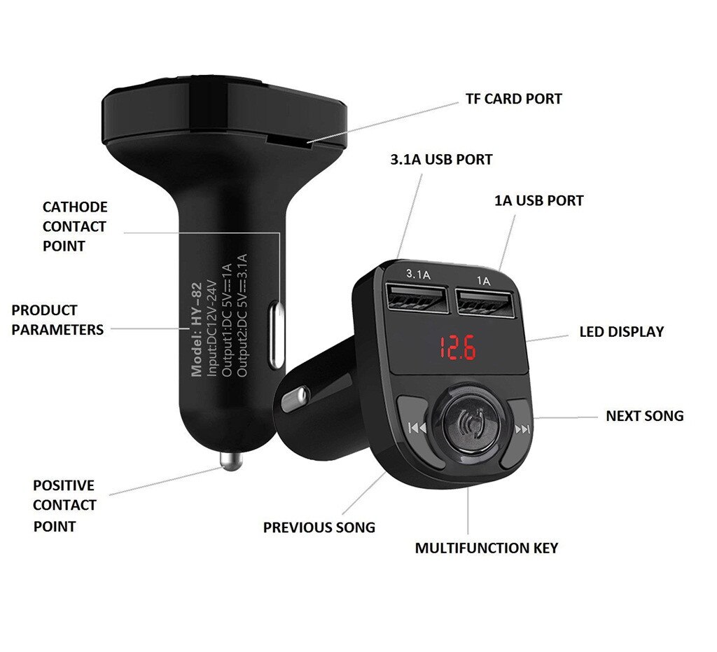 3.1A Auto Charger High Speed USB2.0 Bluetooth Car Kit Fm-zender Draadloze Radio Adapter Usb Charger Mp3 Speler