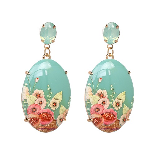 Jujia Bohemian Etnische Big Crystal Flower Oorbellen Bruiloft Sieraden Oorbellen Voor Vrouwen Party Brincos: 51074-LG