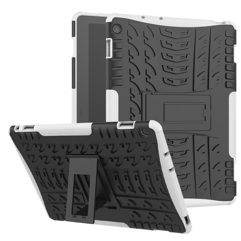 Etui til huawei mediapad  m3 lite 10 10.1 bah -w09 bah -al00 bah -l09 cover 2 in 1 hybrid robust holdbar silicium coque funda: Hvid