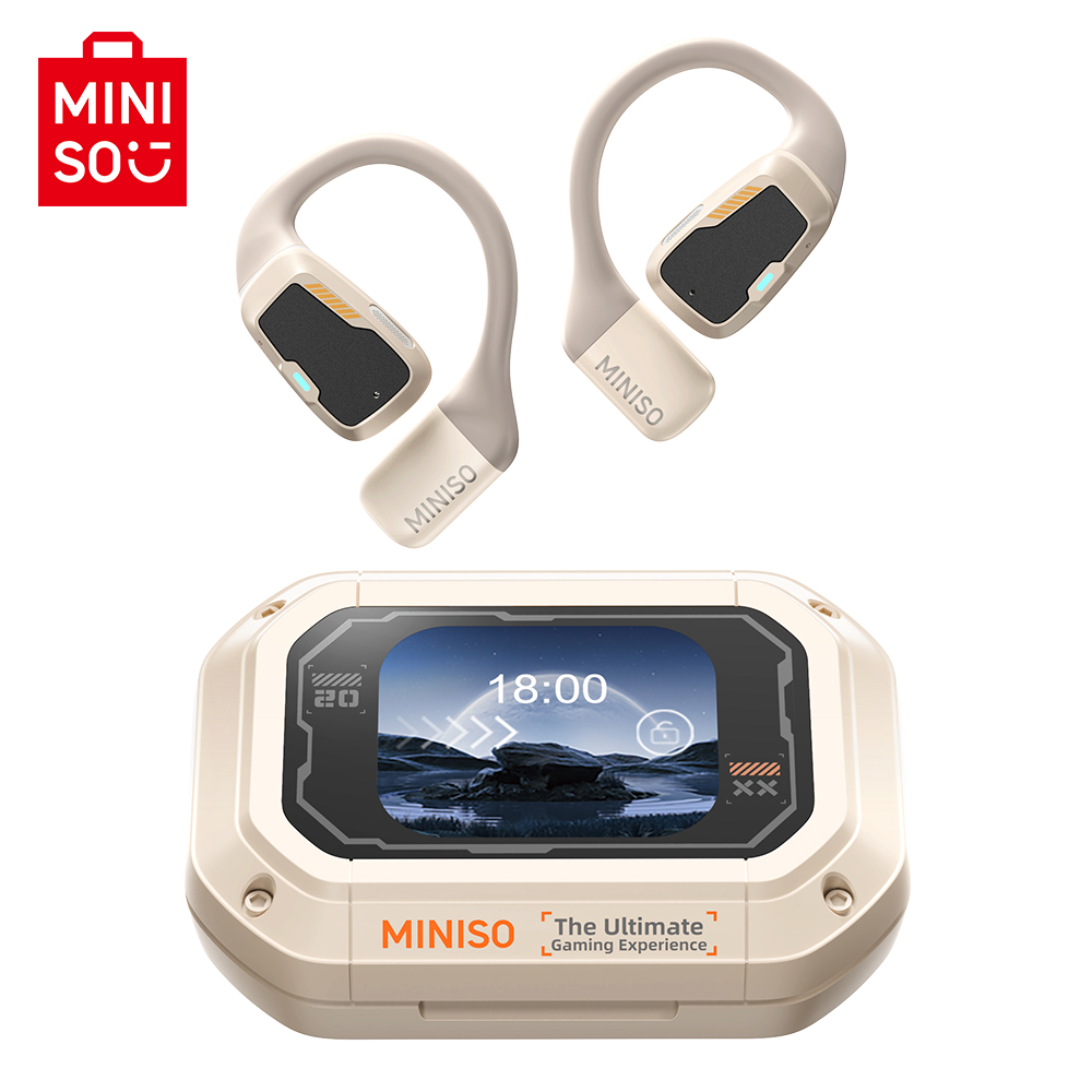 MINISO M98 True kabellos offen Ohr Ohrhörer Bluetooth 5.4 Ohren, 13 mm dynamischer Treiber OWS Ohren Köpfe Spielen Headset Super lang Endur: Beige