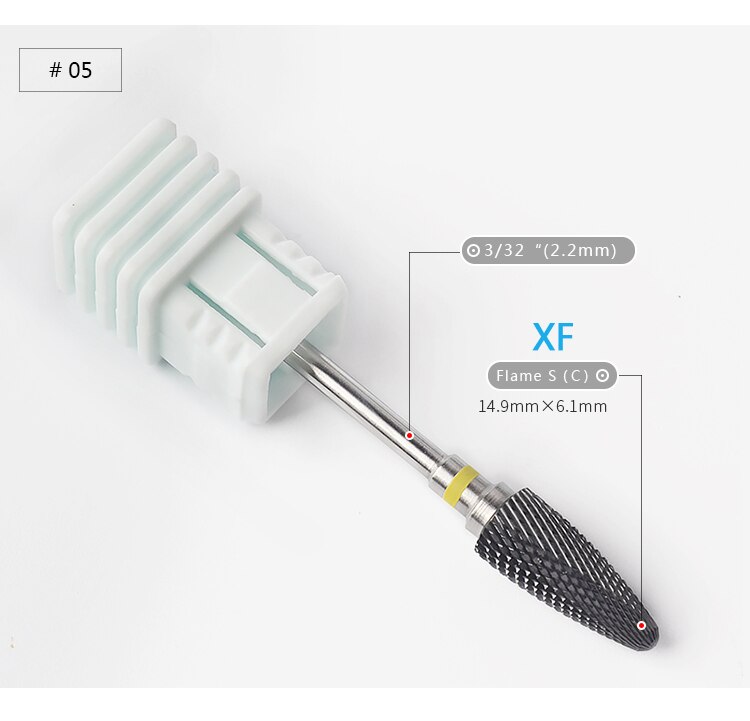 1 stk sort keramik 3/32 " nail art bor 5 typer fræsning manicure skærefil elektrisk apparat maskine tilbehør rengøringsværktøj: Xf