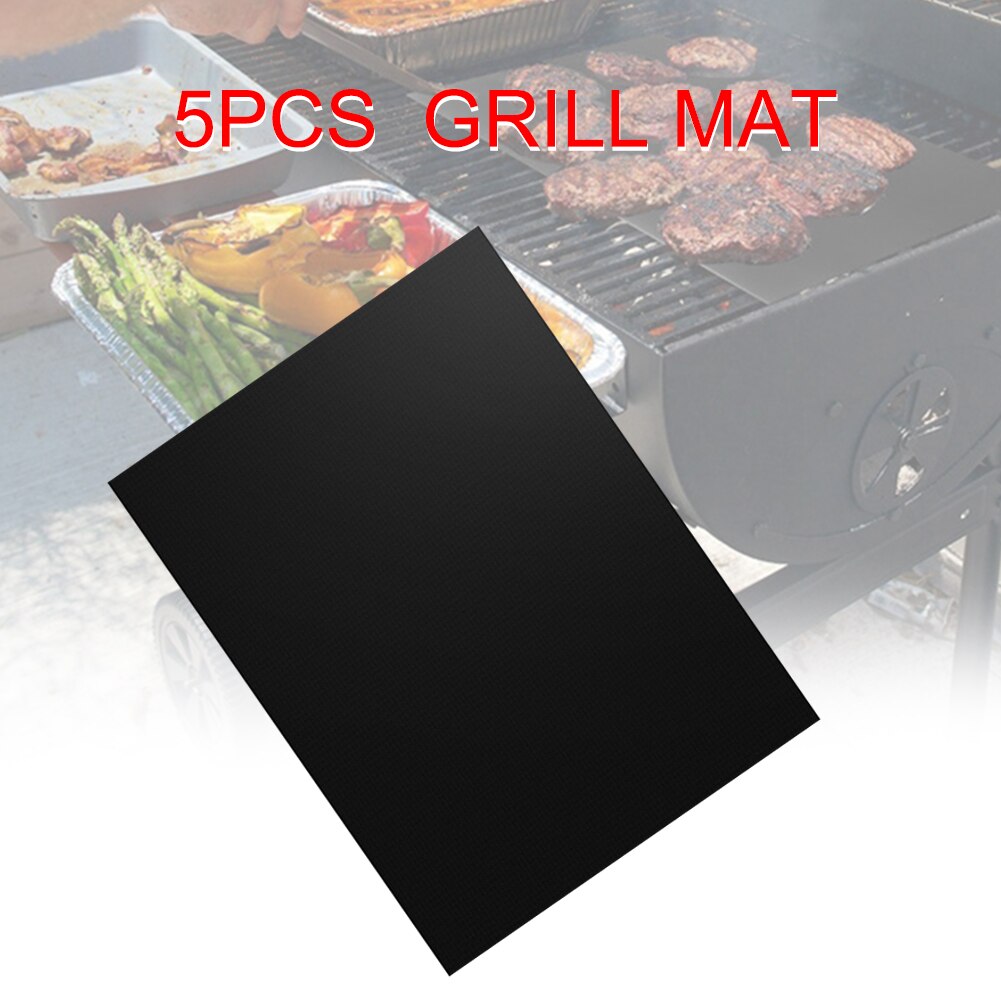 5 stk genanvendelige grillplader non-stick glasfiber ovnforing bagning varmebestandig madlavning grillmåtte hjemmekøkken nem rengøring fest