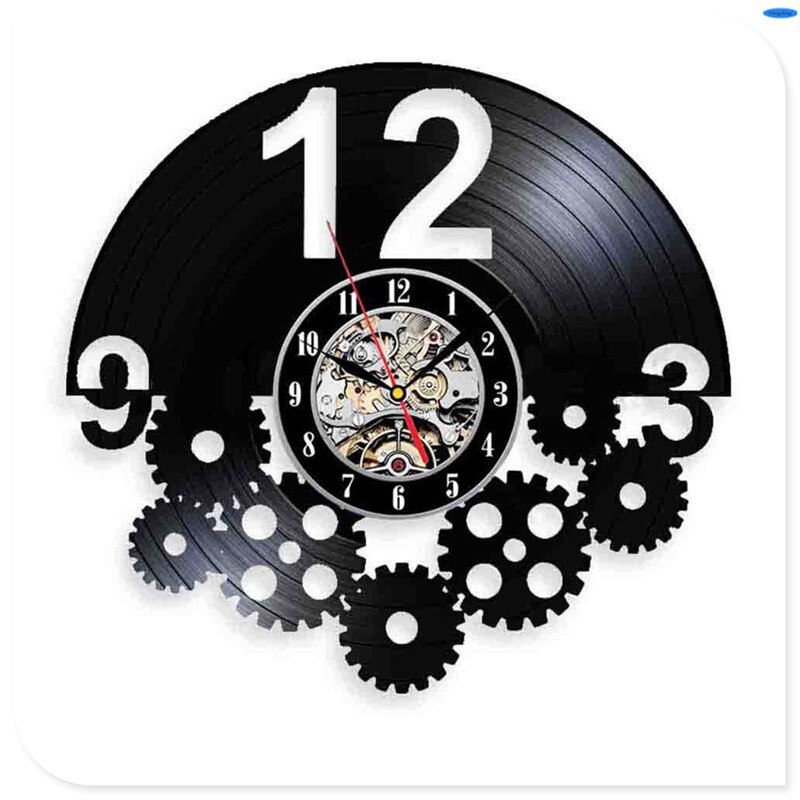 Steampunk klok uil monteur tandwielen vinyl wandklok retro gotische vintage decoratie: 8