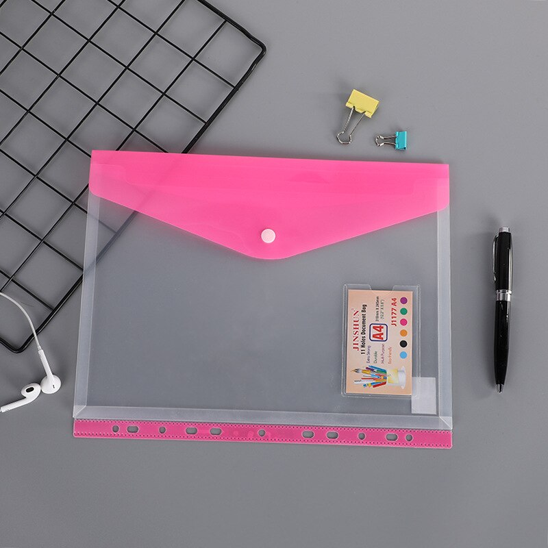 6pcs Poly Envelope Folder For A4 Document Organizer Transparent Waterproof File Bag with Snap Button Closure Pouch School Office