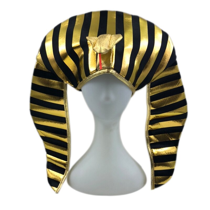costume da faraone egiziano cappello da faraone copricapo da Rif cobra re placcato in oro per Halloween vestire su forniture per feste a tema