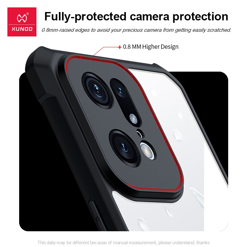 Para Find x5 pro caso, xundd caso à prova de choque para oppo encontrar x5 lite caso transparente pára-choques capa de telefone impressão digital livre capa