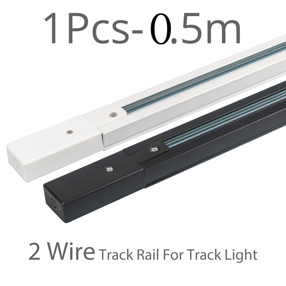 1 Meter Track Rail 2 Wire 4 Wire Track Light Connector Rail Lamp Spotlight Tracking Lights Aluminum Track Lighting Fixture 1pcs: 2 wires 0.5 m / White
