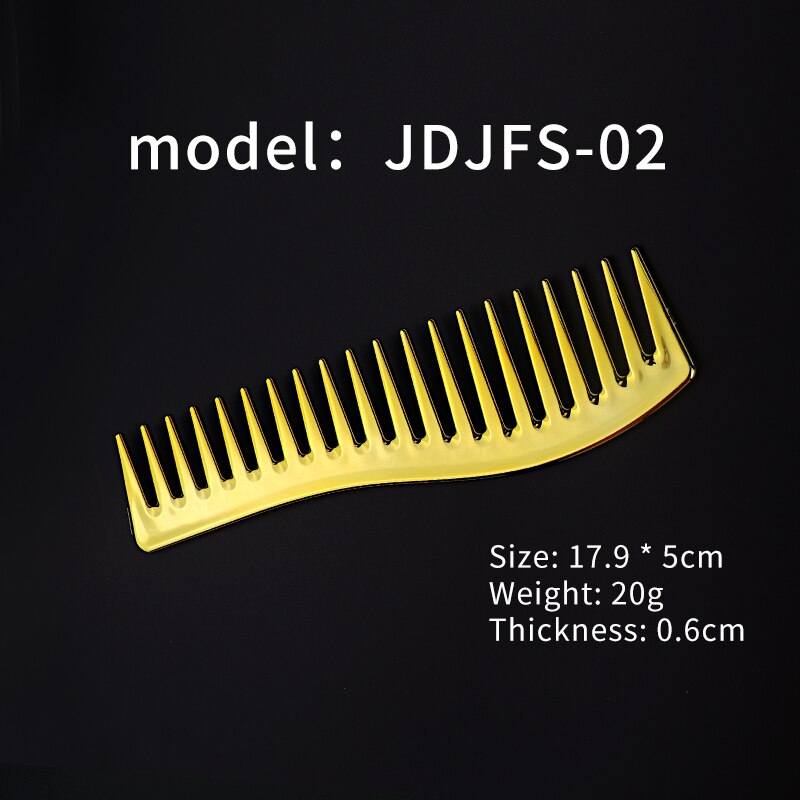 Brosse à cheveux double peigne plaqué or, outil de coiffure pour salon de coiffure, brosse à cheveux emmêlée, peigne à tête d&#39;huile pour barbe, coupe de cheveux, brosse à teinture: JDJFS-02