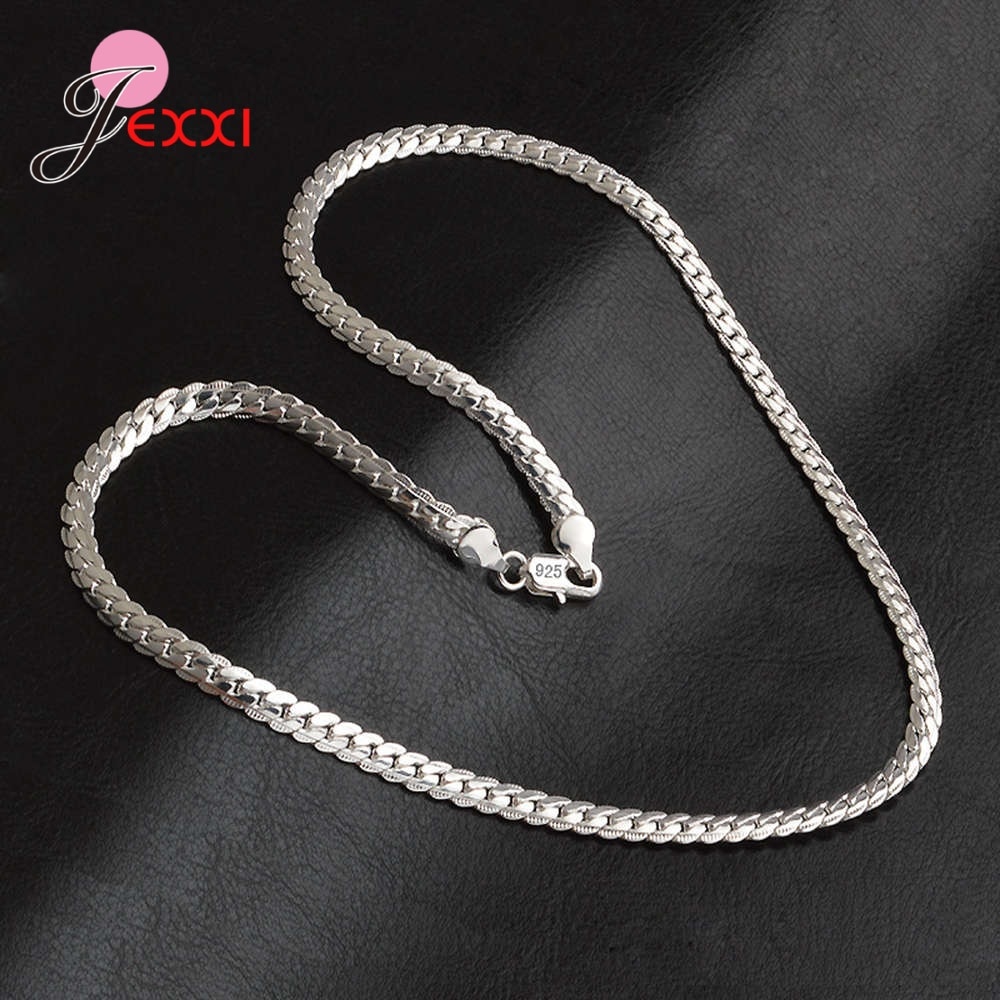 925 sterling sølv halskæde populære kantstenskæder link mænd kvinder choker  s925 sølv mandlige kvindelige tilbehør