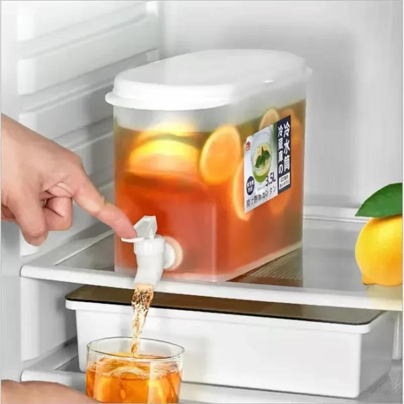 Jarra de agua fría de gran capacidad de 3,5 L, hervidor frío con grifo en refrigerador, dispensador de bebidas heladas, refrigerador y espiga