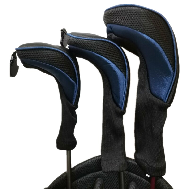 3 Pçs/set Motorista Fairway Woods Golf Híbrido Clube Cabeça Covers Long Neck 1 3 5 7 X Número Tag Intercambiáveis: Azul