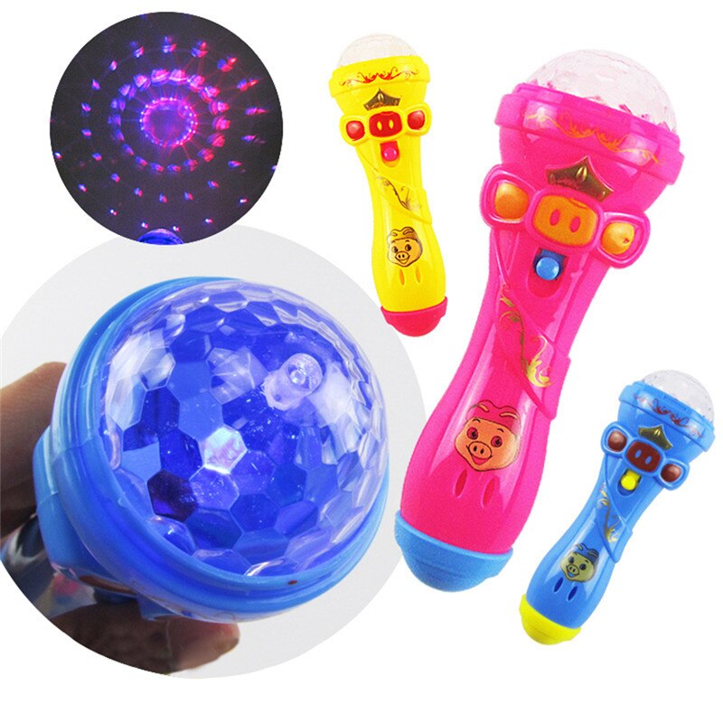 Proiezione 15*4.5cm nuovissimo LED 1 pc luce di plastica lampeggiante giocattolo di alta qualità microfono forma torcia regalo per bambini #287982