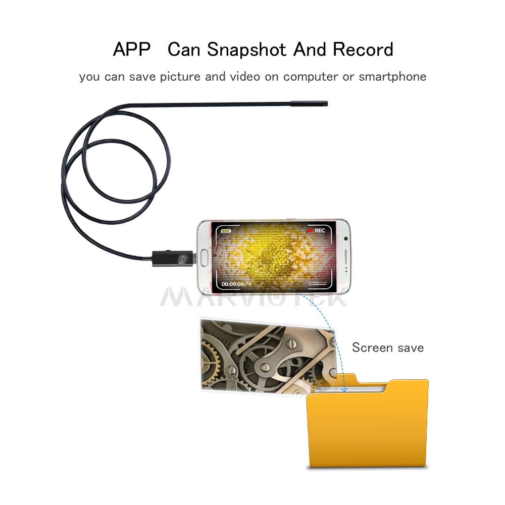 Endoscopio 2 en 1 USB Android impermeable 6 LED inspección por boroscopio Cámara endoscopio para Android PC 1M 2M 7mm Cámara endoscópica HD