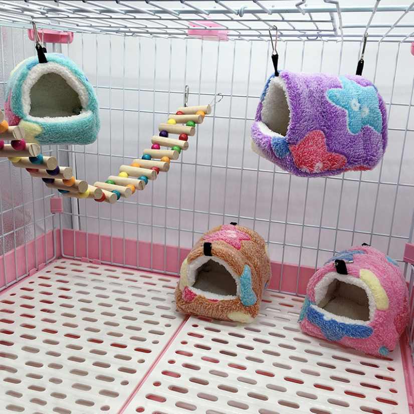 NOMOR Hamsterhuis Warme Zachte Bedden En Huizen Knaagdier Kooi Gedrukt Hangmat voor Ratten Katoen Cavia Accessoires Klein Dier