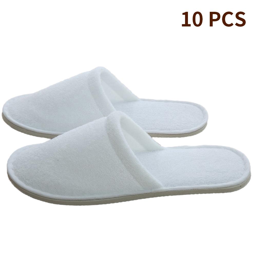 1/10 stuks thuisgasten hotel slippers reizen witte katoenen draagbare wegwerp slippers salon spa binnen slippers voor mannen en vrouwen: Baotou 10 stuks