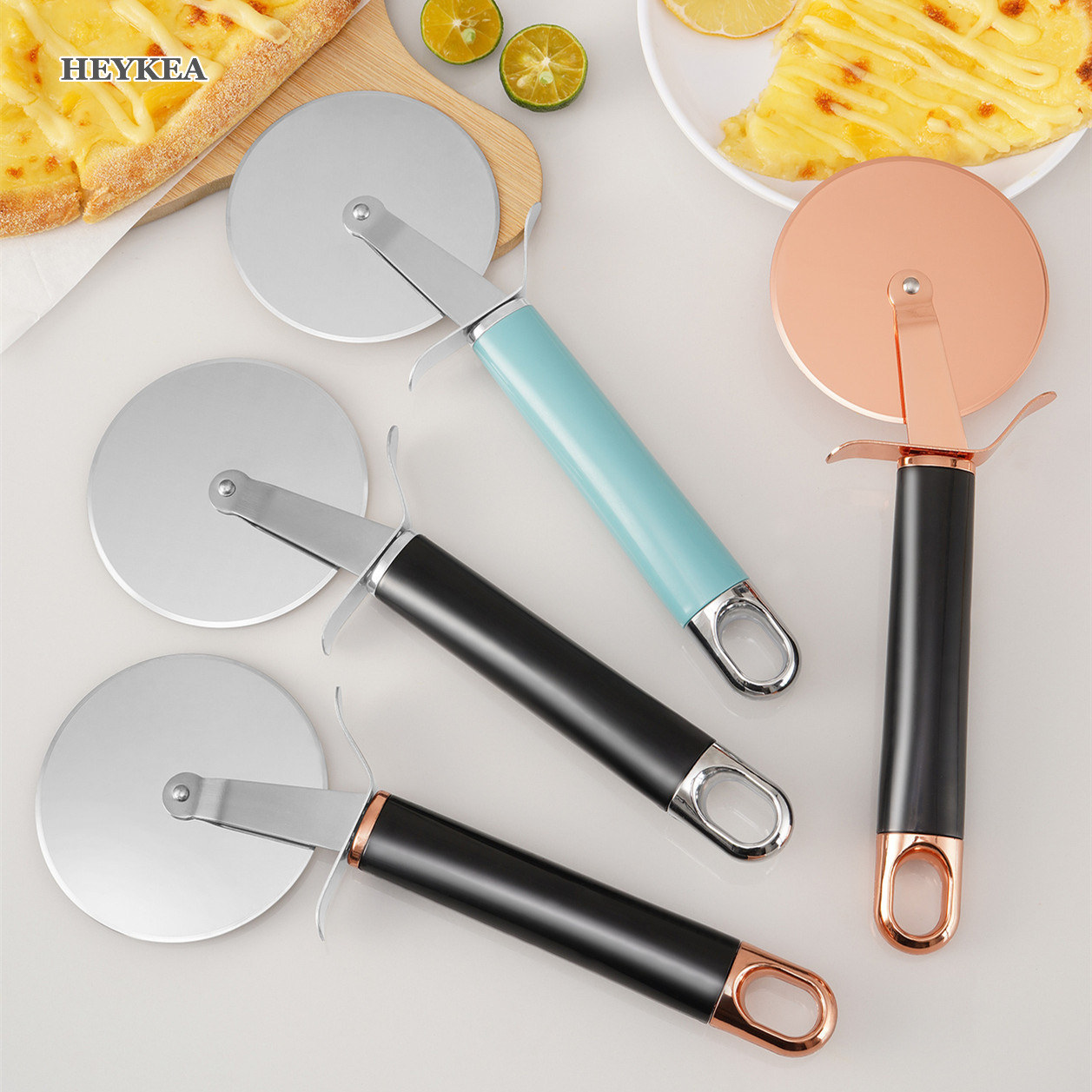 8.5cm Wheel Stainless Steel Roller Pizza Cutter Wheel Pizza Cutting Slicer Baking Cutter Convenience Kitchen Gadget Baking Tool