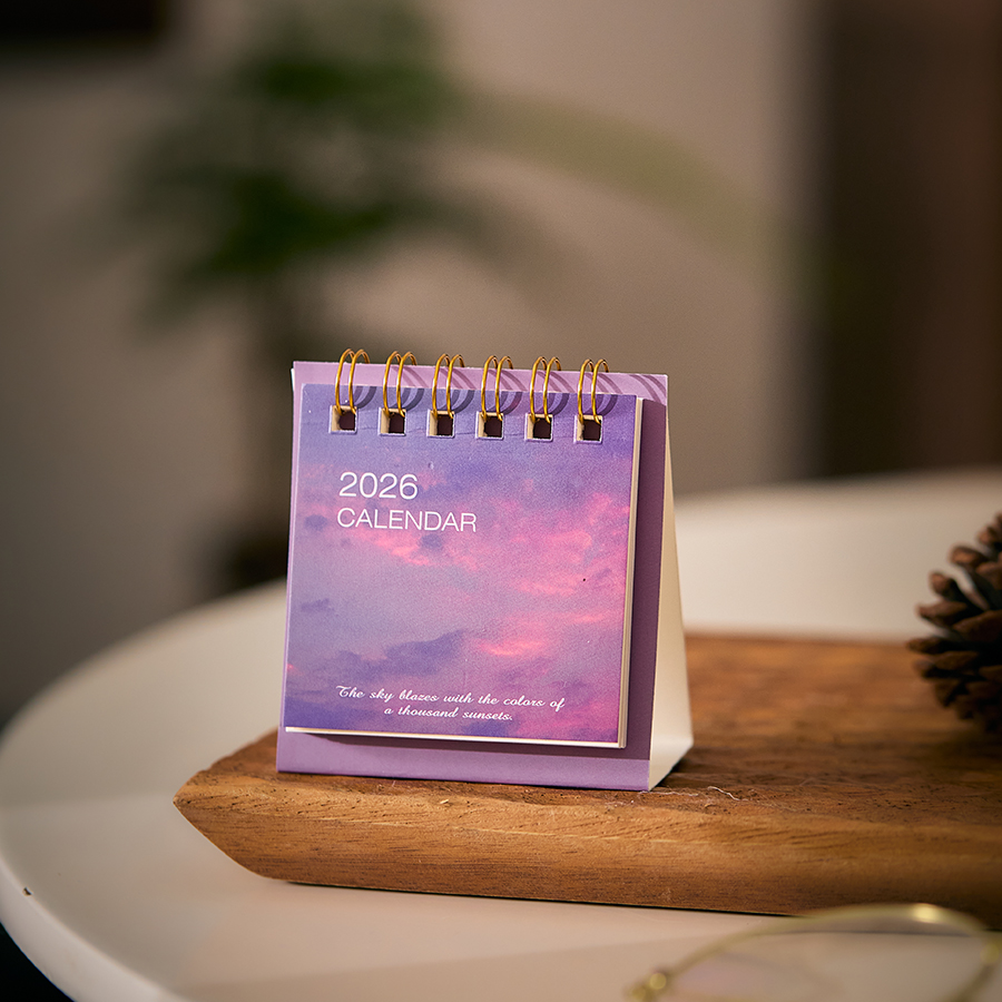 Mini Desk Calendar Dayd Starlight Series Portable Calendar Desktop Ornaments Check-In Plan Small Desk Calendar: plum