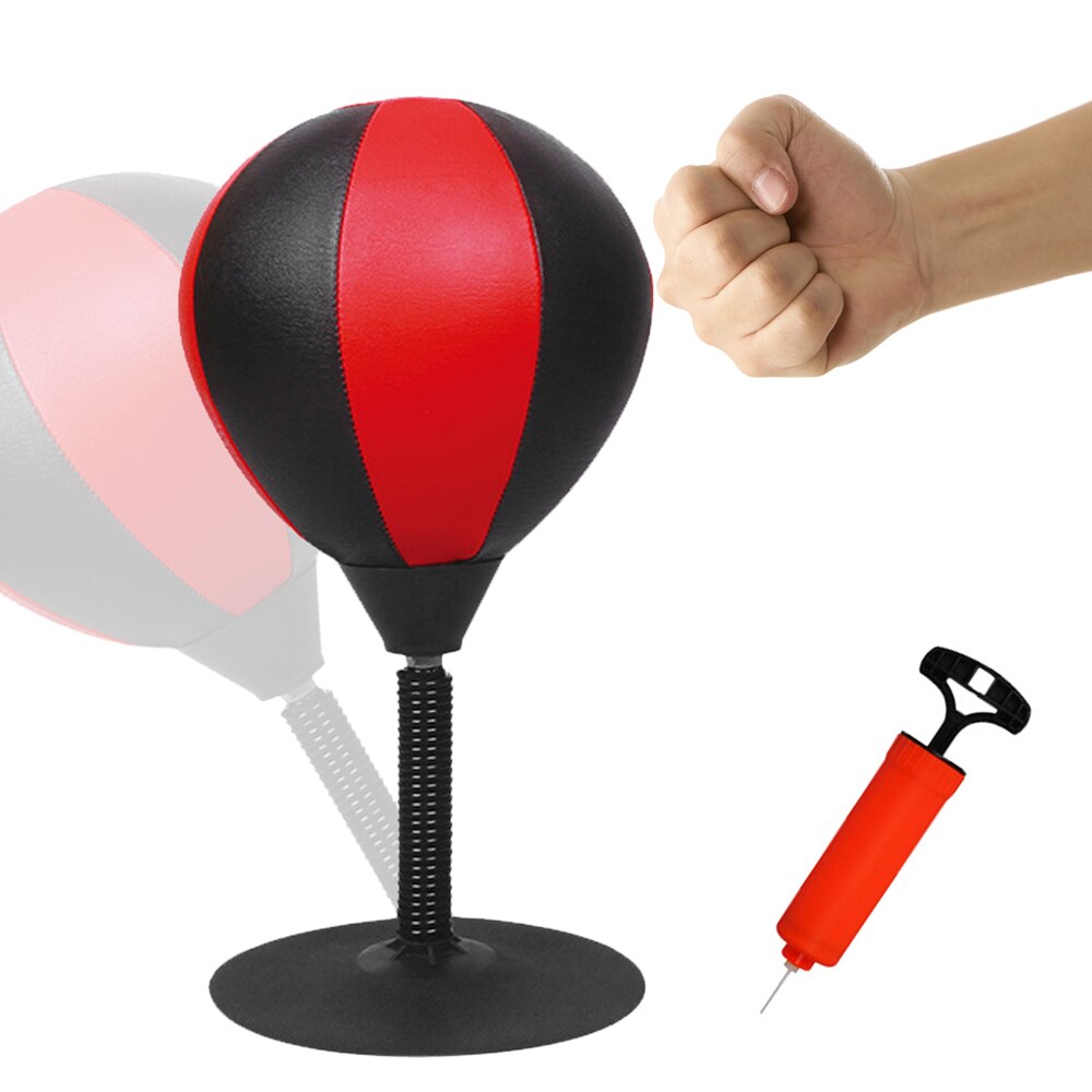 Inflatable Desktop Speed Ball with Strong Suction Cup and Inflation Pump Boxing Punching Bag Stress Buster Relief