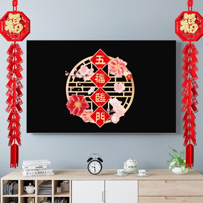 Chinese Year Fu Character Window Grille Cartoon Glass Sticker Paper-Cut Decorations FU Word Red Window Window Sticke