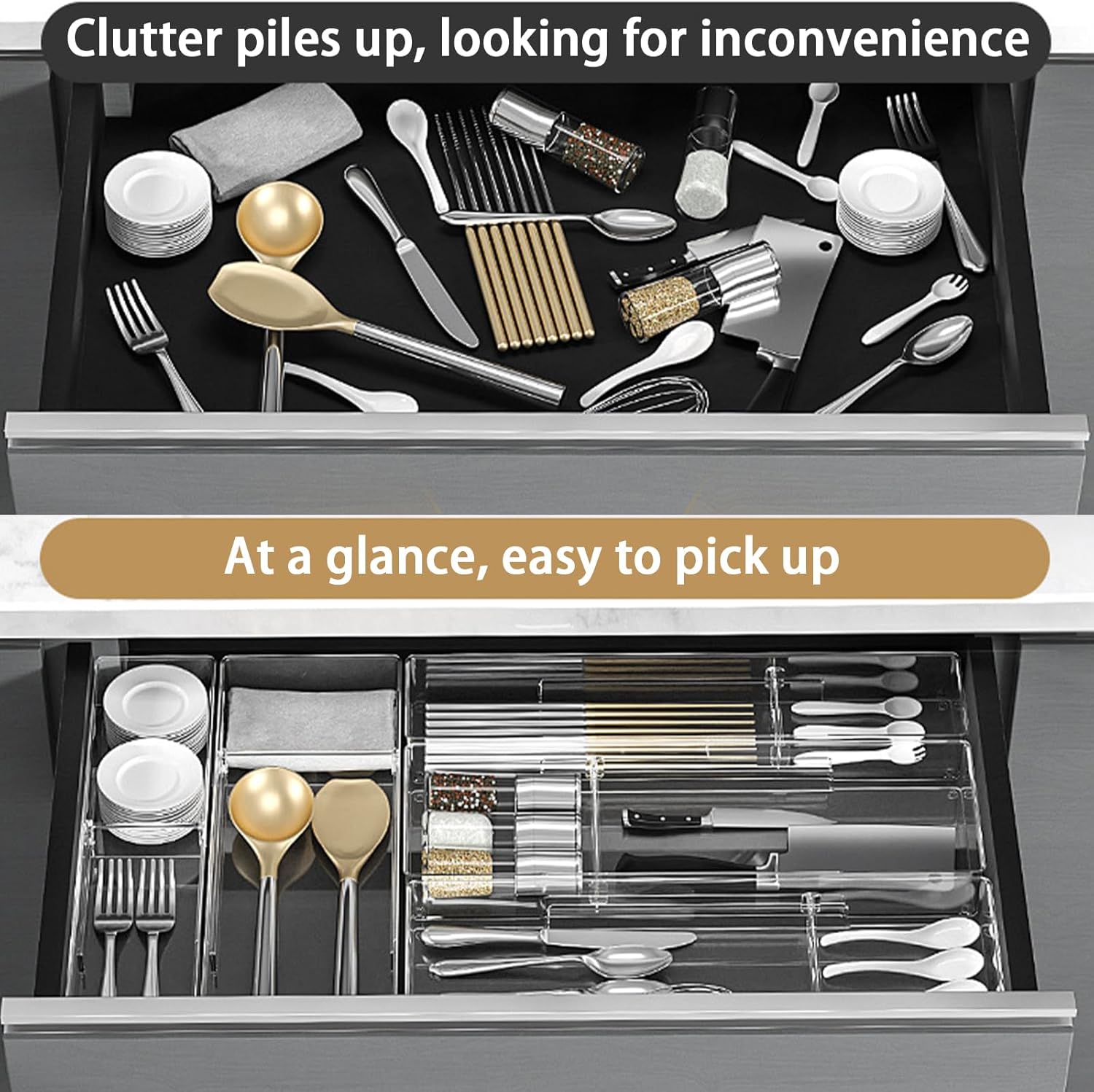 Organisateur de couverts et d'ustensiles, tiroirs de cuisine pour couverts de cuisine, fournitures de bureau, rangement de bureau de maquillage, Organization d'outils de Garage