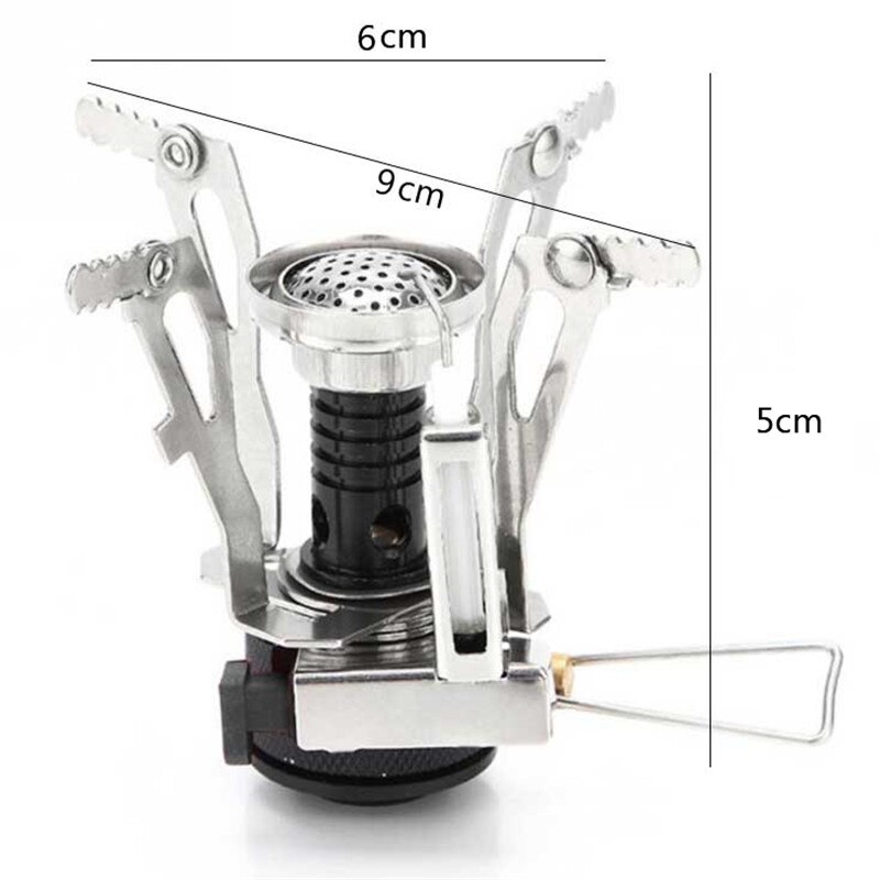 Portable Mini Gas Camping Stove Outdoor Burn-er Compact Foldable Furnace for Hiking Fishing Cooking Picnic BBQ Stove Accessories: A