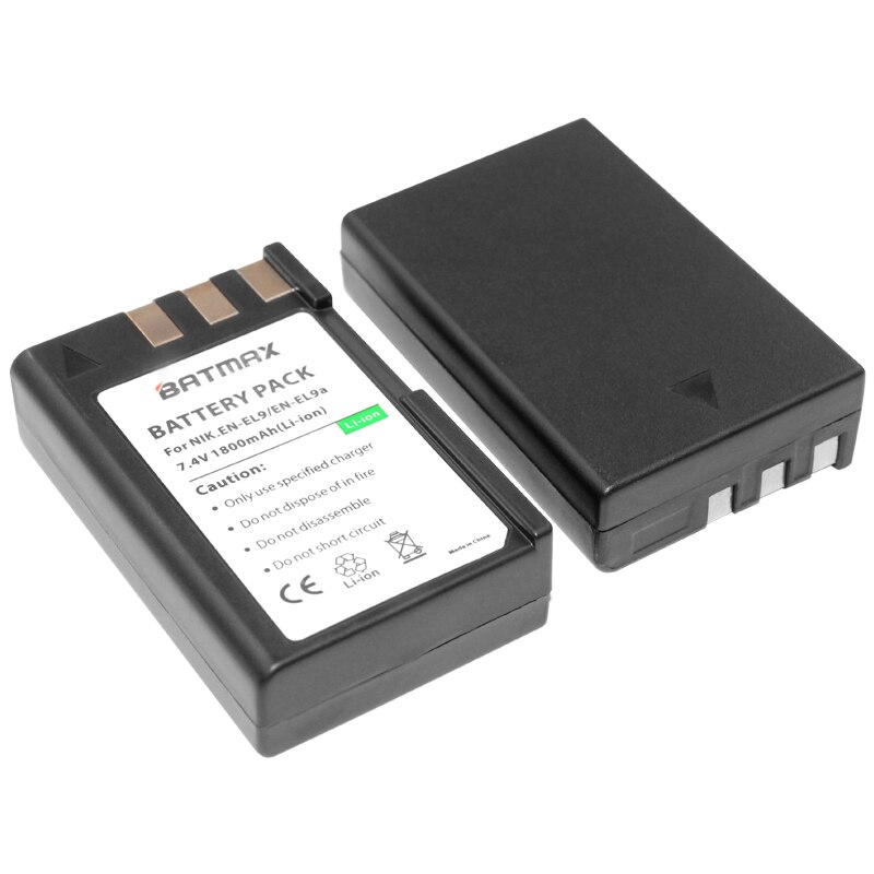 2Pcs 1800mAh ENEL9 EN EL9 ENEL9a EN EL9a EL9a Camera Liion Battery