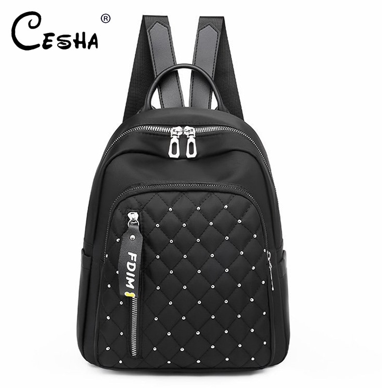 Mochila de viaje con de tachuelas para mujer, bonita estilo escolar, de , duradera, con entramado de diamantes