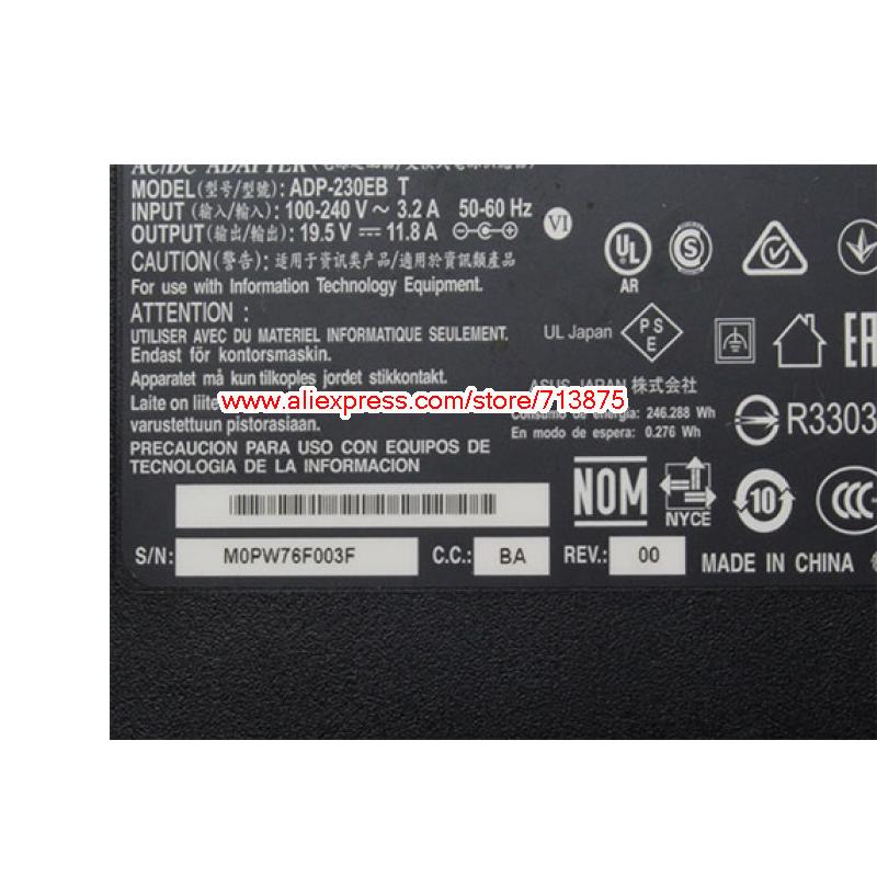 Ekte delta 19.5v 11.8a 230w adp -230cb b bærbar lader for msi gaming laptop 1762 gt70 16 f 3 16 f 4 strømforsyning